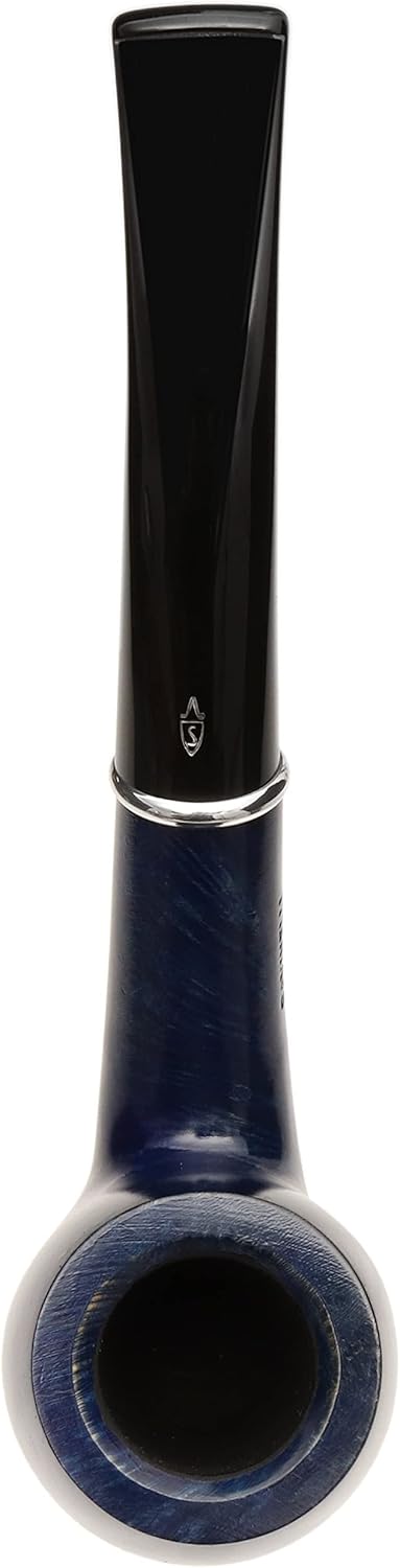 Savinelli Pipes Arcobaleno 606 KS Bent Billiard - Polished & Colorful Handmade Wood Briar Pipe From Italy, 6mm (Blue)