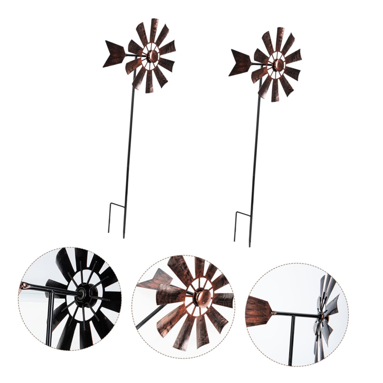 Molinillo de Viento Metálico para Jardín Exterior, 2 Piezas
