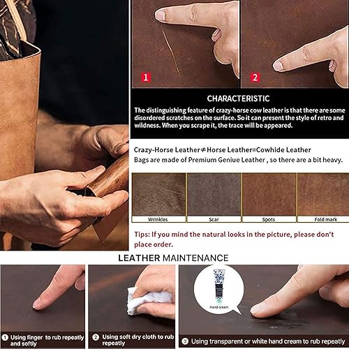 Miniatura 8 de CONTACTS Bolso de mensajero de cuero de grano completo para hombre, bolso de hombro cruzado, bolso de viaje para iPad de 10.5 pulgadas (marrón)