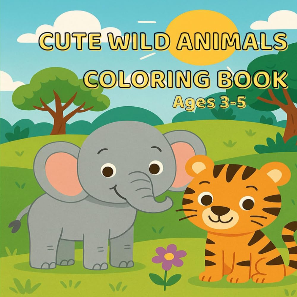 Cute Wild Animals Coloring Book Ages 3-5: Fun and Easy Coloring Pages for Kids Ages 3–5