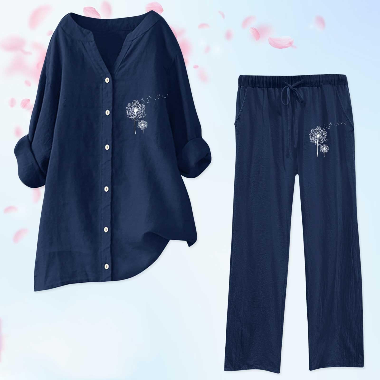 Jogginganzug Damen Jogginghose Nicki weites Bein, Bluse, Taschen, elastische Hose, Lässiges V-Ausschnitt-Hemd, Hose, modische Streetwear Hosenanzug Damen Anthrazit