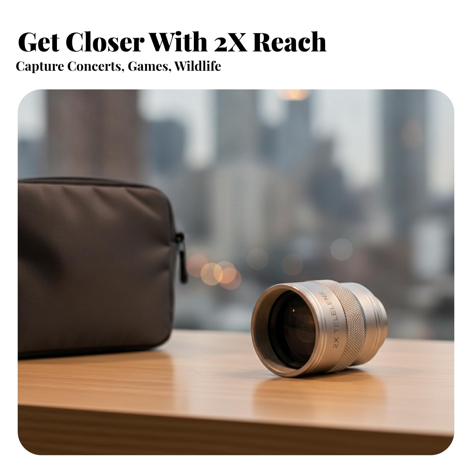 Obiettivo con Clip 2 in 1 | Lente in Vetro Ottico, Obiettivo 2x con Clip Universale, Compatto, per Concerti