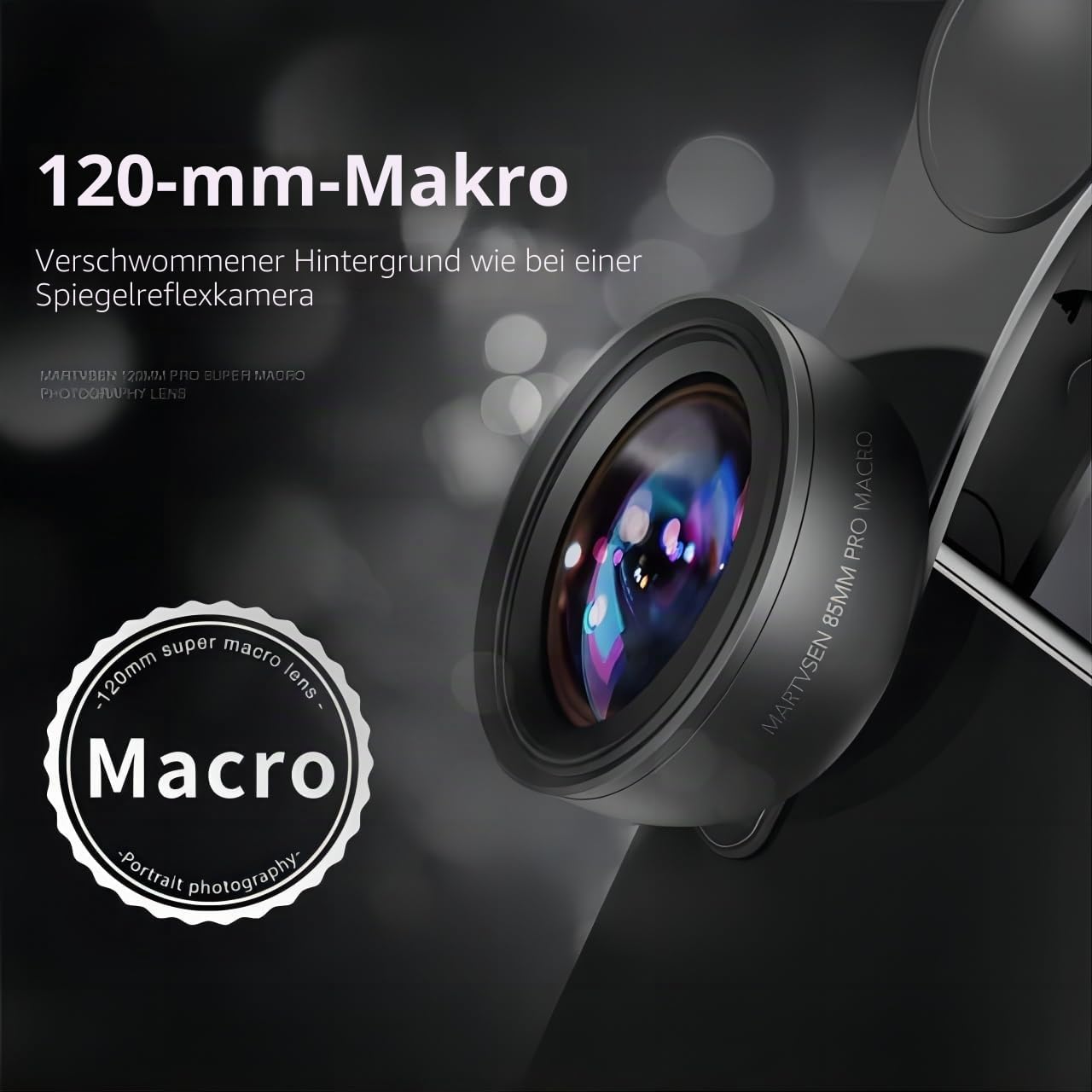 120 mm Makro-Objektiv-Set & Stellar Filter, Makro-Objektiv für iPhone 11/12/13/14 Pro Max & die meisten Android-Smartphones, Teleobjektiv-Befestigungszubehör, coole technische Geschenke