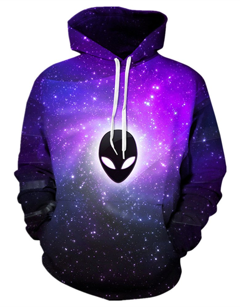 Gludear Men's Alien Novelty 3D Print Pullover Hoodie Hooded Sweatshirt,,Xxl