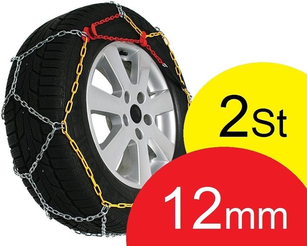 '1 Pair of 12 mm SNOW CHAINS (KN60) 13 "175/75/13 185/70-13 195/70-13 205/60/13, 14 165/75-14 175/70/14 185/65/14 195/55/14/15 175/60/15 175/50-15 185/55-15 195/50-15
