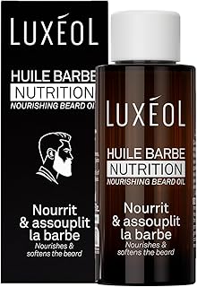 Luxéol - Huile Barbe Homme Nutrition - Nourrit & Assouplit la Barbe - Enrichie en Huiles de Graine de Tournesol, Graine de Sésame, Jojoba & Pépins de Raisin - Fabriquée En France - 50 ml