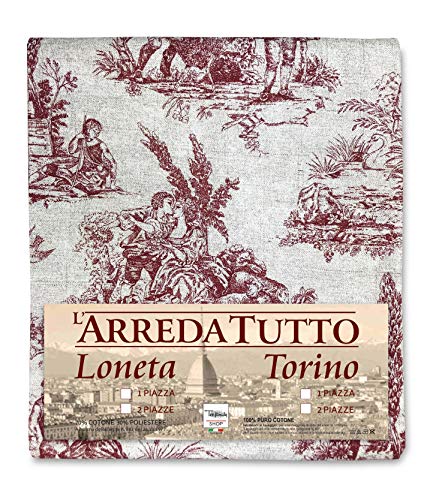 Tex family Tissu d'ameublement, grand foulard, couvre-lit, canapé, tissu LONETA Toiles de Jouy – 1 place