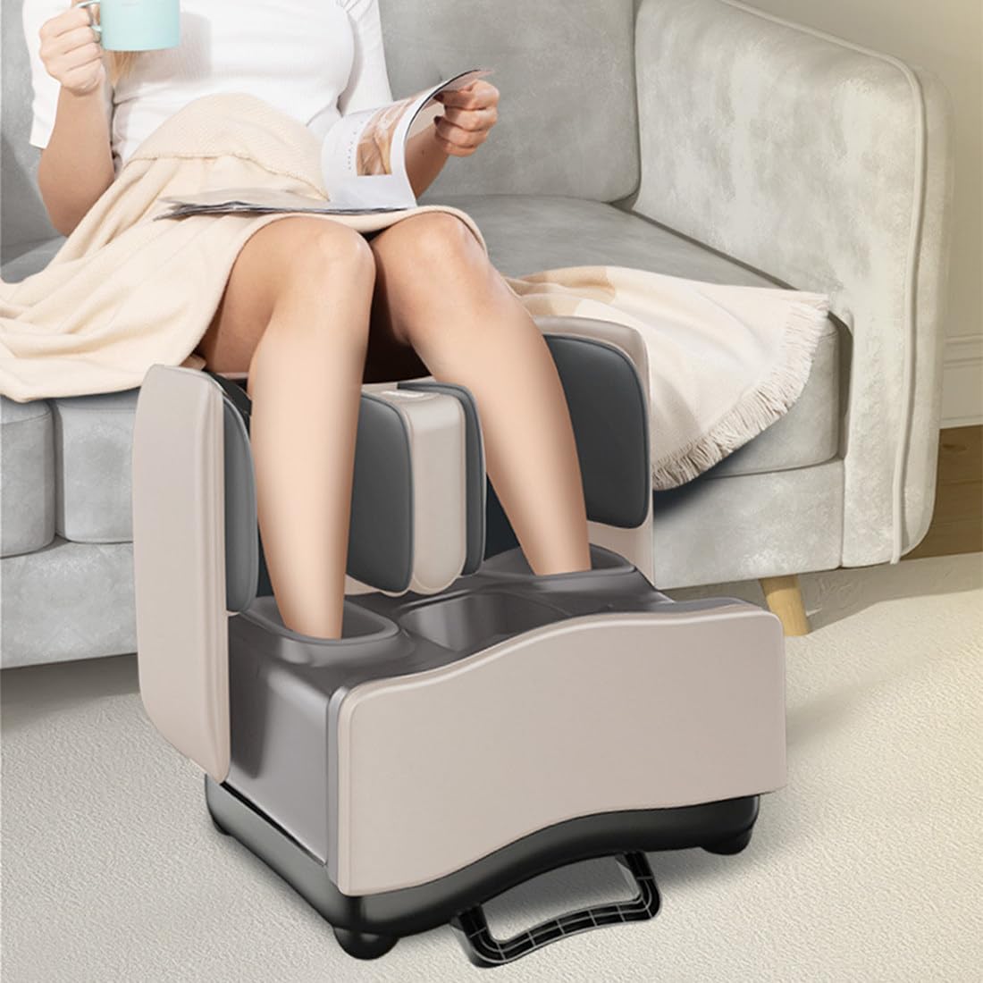 Massaggiatore per piedi, massaggio profondo per piedi e polpacci, funzioni di rotolamento e riscaldamento, migliora la circolazione sanguigna, adatta per uso domestico e in ufficio