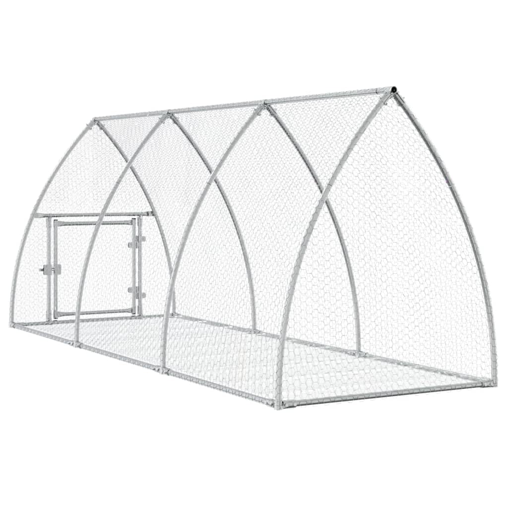 vidaXL Hasenstall, Freilaufgehege für Kleintiere, Outdoor Kaninchenkäfig Kaninchenstall Hasenkäfig, Kaninchen Freigehege, Silbern 105x300x120cm Verzinkter Stahl