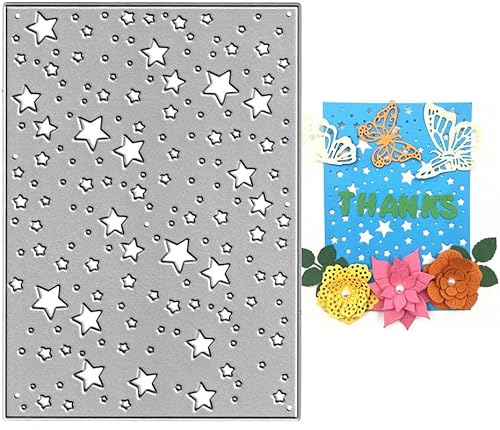 Troqueles de metal de cinco puntas con fondo de estrella, fondo de cielo estrellado, plantillas de molde para manualidades, plantillas de molde para