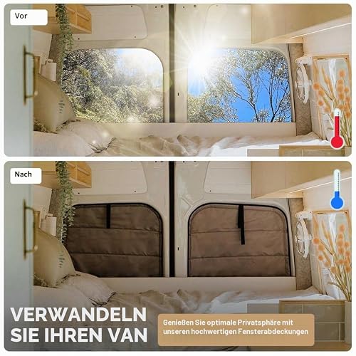 Living in a Bubble Isolierte Verdunkelungs-Heckfensterabdeckungen für Mercedes Sprinter (2019-Aktuell) – Unverzichtbares Duo für Ihr mobiles Zuhause (Paar)