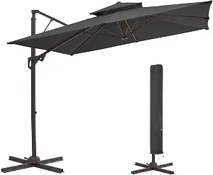 JEAREY 10x10 ft 2-Tier Cantilever Patio Umbrella, Outdoor Offset Umbrella