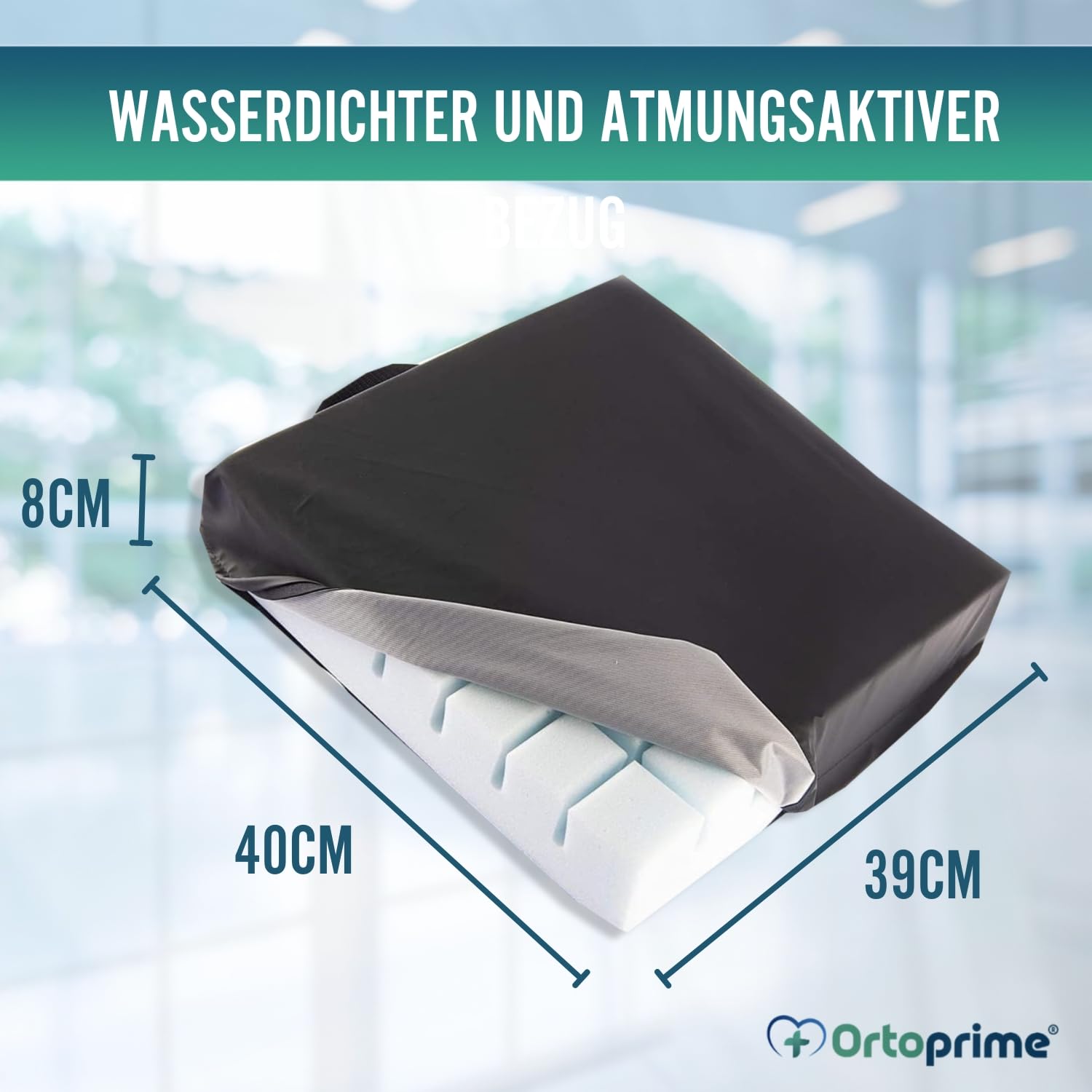 OrtoPrime Antidekubitus Schaumstoffkissen mit Kanalsystem - Prävention und Behandlung von Steißbein Druckgeschwüre - Posturales Sitzkissen für Rollstuhl, Büro, Auto und Heim - Orthopädisches Polster
