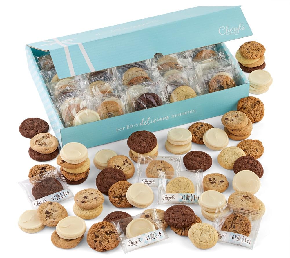 Cheryl's Cookies® Bulk Cookie Gift Box, w/100 Assorted Cookies, Individually Wrapped, Gourmet, Handmade, For Any Occasion, Family & Friends, Company Events, Parties, Gatherings, Events