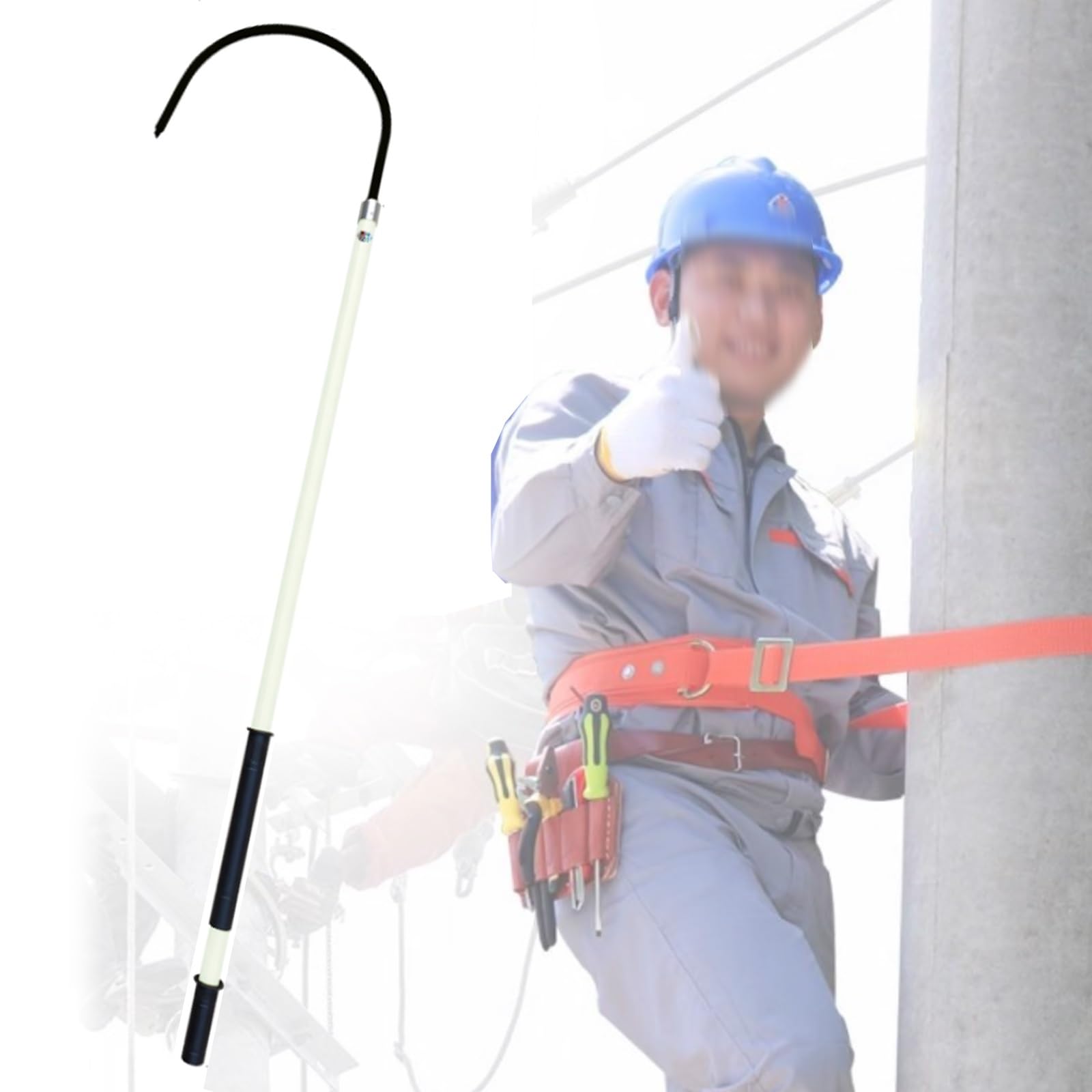 JKJZSALJ Safety Rescue Hook,Emergency Insulated Rescue Hook, 9.8Ft High Voltage Safety Tool, Anti-Electrocution Body Pull Rod, Life-Saving Electrical Rescue Stick-35Kv,White,10kV,3.3ft/1m