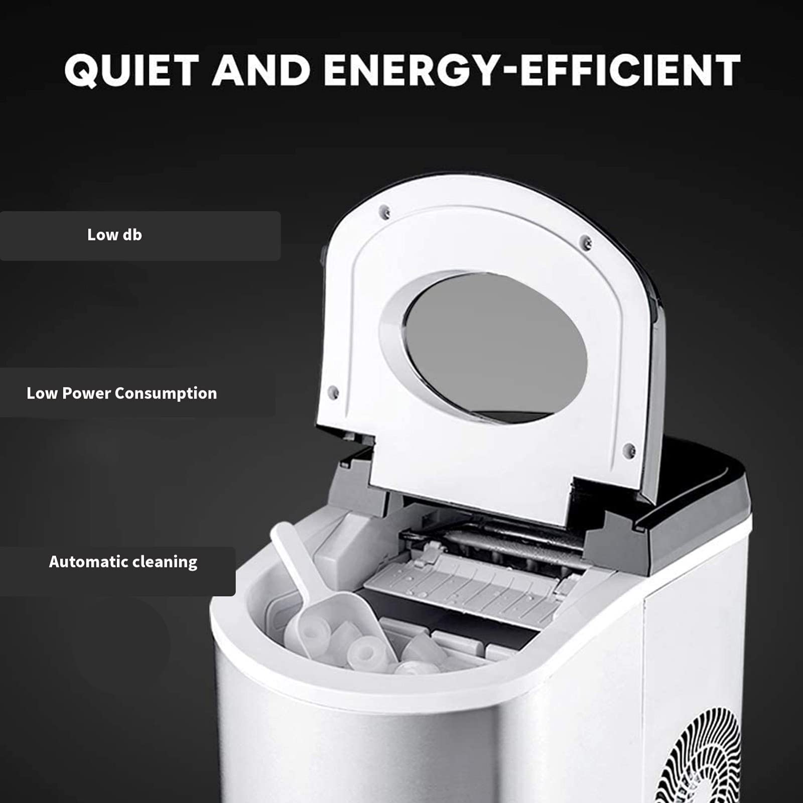 Ice Maker Ice Maker Countertop Machine 9 Ice Cubes Ready In 6-8 Minutes Makes 40 Lbs Of Ice Per 24 S Self Clean See Through Lid With LED Display For Home Bar Party on Fridge.com - View 4