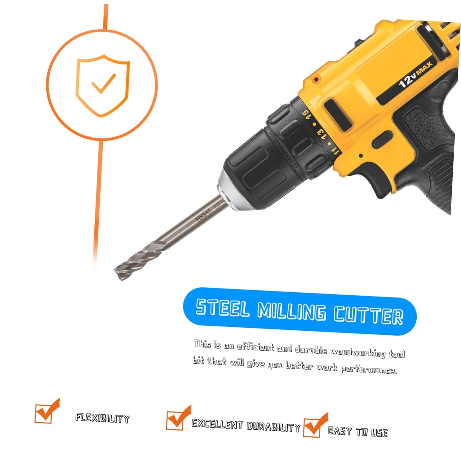 Garneck 9-Piece Carbide Milling Bit Set 4-Flute Steel Milling Cutter Tools for Copper Aluminum Includes 1/2 1/4 1/8 3/16 5/16 5/32 3/8 1/16 3/4 5/8 Sizes