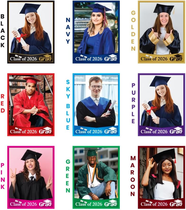 Personalized Graduation Yard Sign 2026 with Photo 18"x24" - Grad Sign, Class of 2026, Custom Graduation 2026 Yard Sign with Metal H-Stake, VP565 (Navy)
