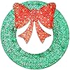Best choice products 36in pre lit outdoor christmas wreath decoration led metal holiday decor for home w 120 lights bow greenred  urban country home decor