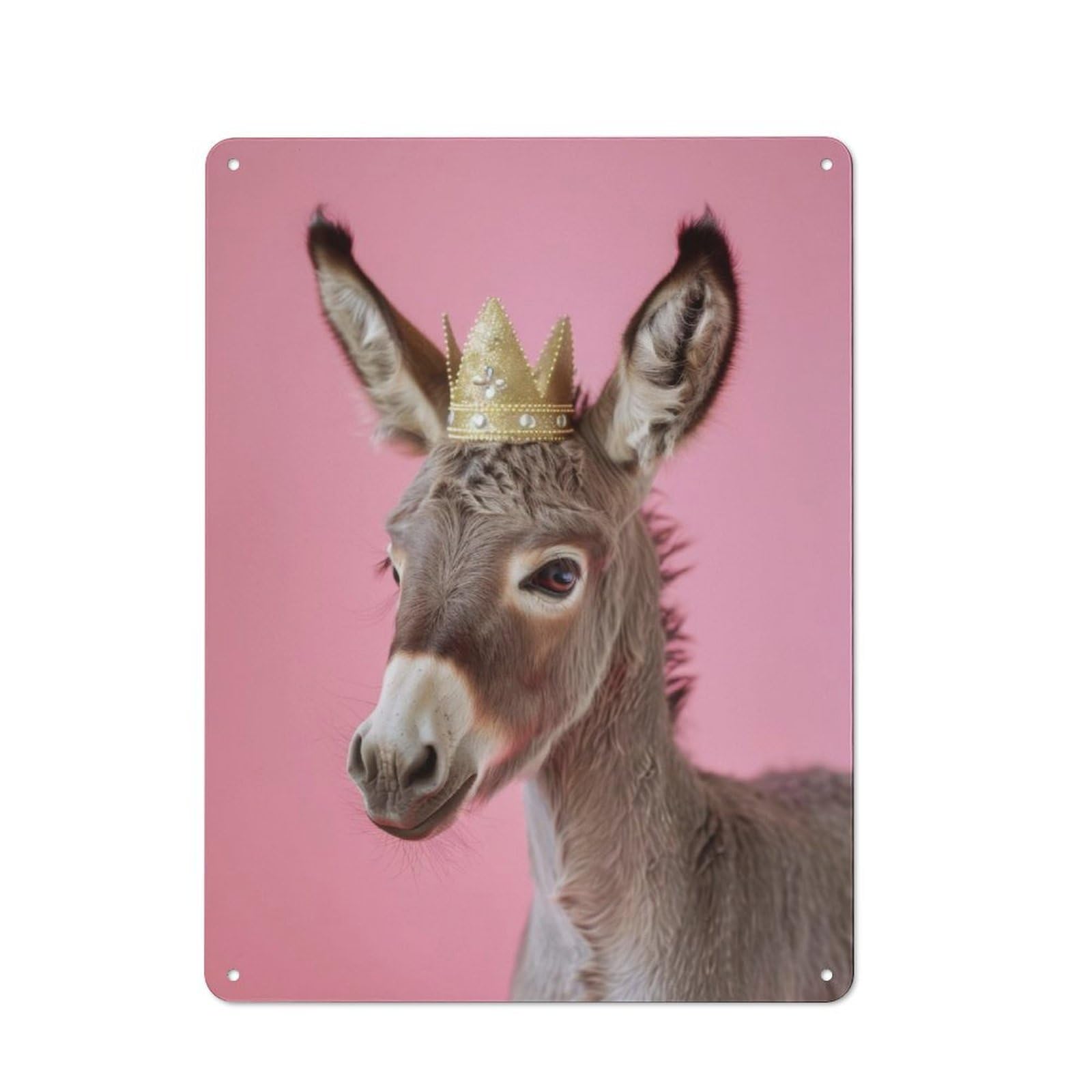 Junmoney Donkey Pastel Crown Tin Wall Plaque 40X30cm With For Hobby Room Or Studio, New Home Wall Decor For Creative Interior Collectors