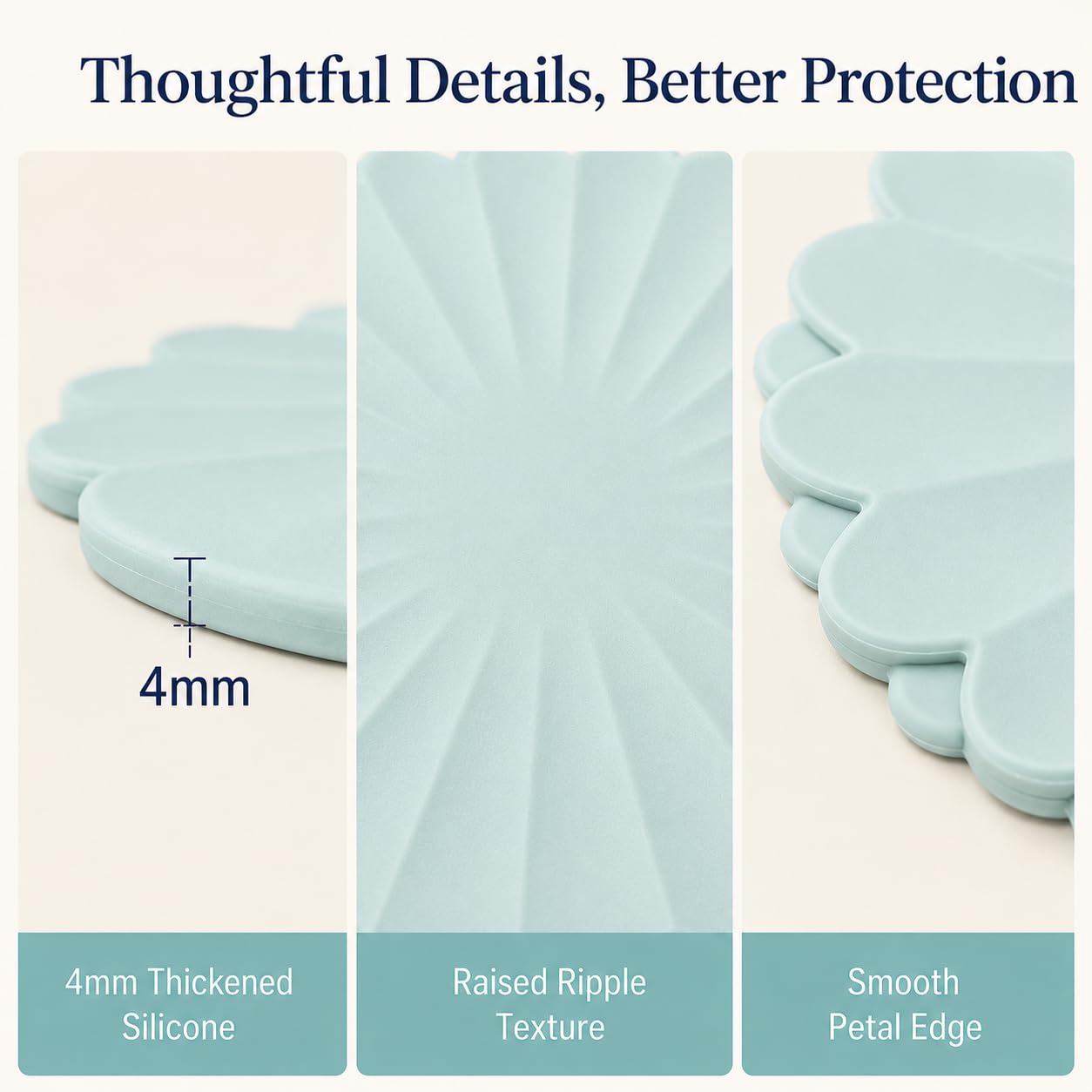 sous-Plats en Silicone Résistants à la Chaleur - Dessous de Plat Anti-Dérapant pour Cuisine et Table (Bleu mer Ciel, Diamètre: 30 cm / 11,81 Pouces (Environ))