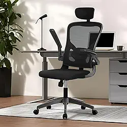 Cadeira de Escritório Ergonômica com Suporte Lombar e Encosto Ajustável, Malha Respirável, Giratória e Reclinável, Ideal para cadeira dr office business pro, cadeira flexform (Preto)