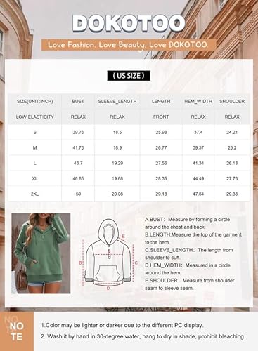 Dokotoo Women's Fashion Hoodies & Sweatshirts Drawstring Long Sleeve Front Button Collar Hooded Pullovers With Pockets Winter Sweatshirts For Women Loose Fit Casual Ladies Fall Shirt Tops Large Green #TOP5