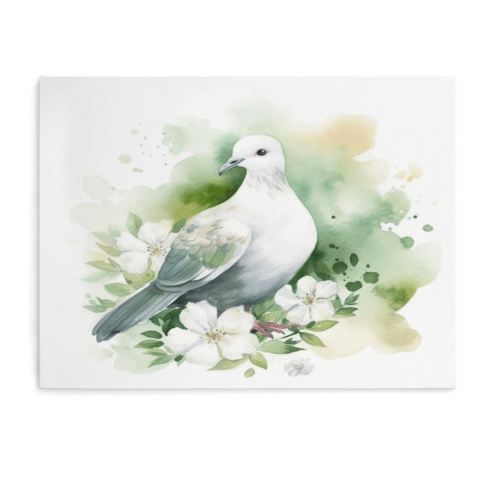 Fodpand Unframe-Style Dove With A Flower Bathroom Wall Art Canvas Prints, Artwork For Walls For Living Room Hallway Stair Office Wall Decor, Pictures Home Decor 15.7X11.8 Inch