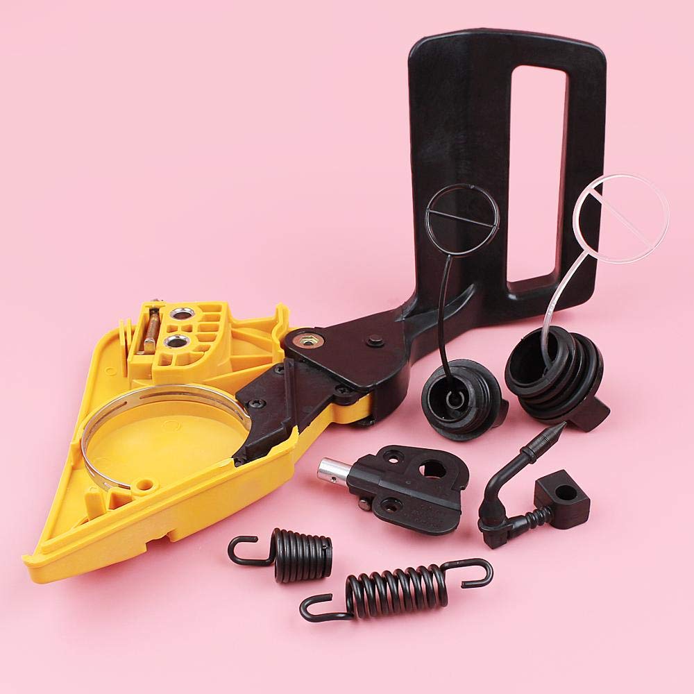 Kit de bomba de aceite de cubierta de protección de mano de freno for piezas de motosierra Partner 350 351 con tapa de aceite de combustible piezas de repuesto de motosierra de resorte de choque