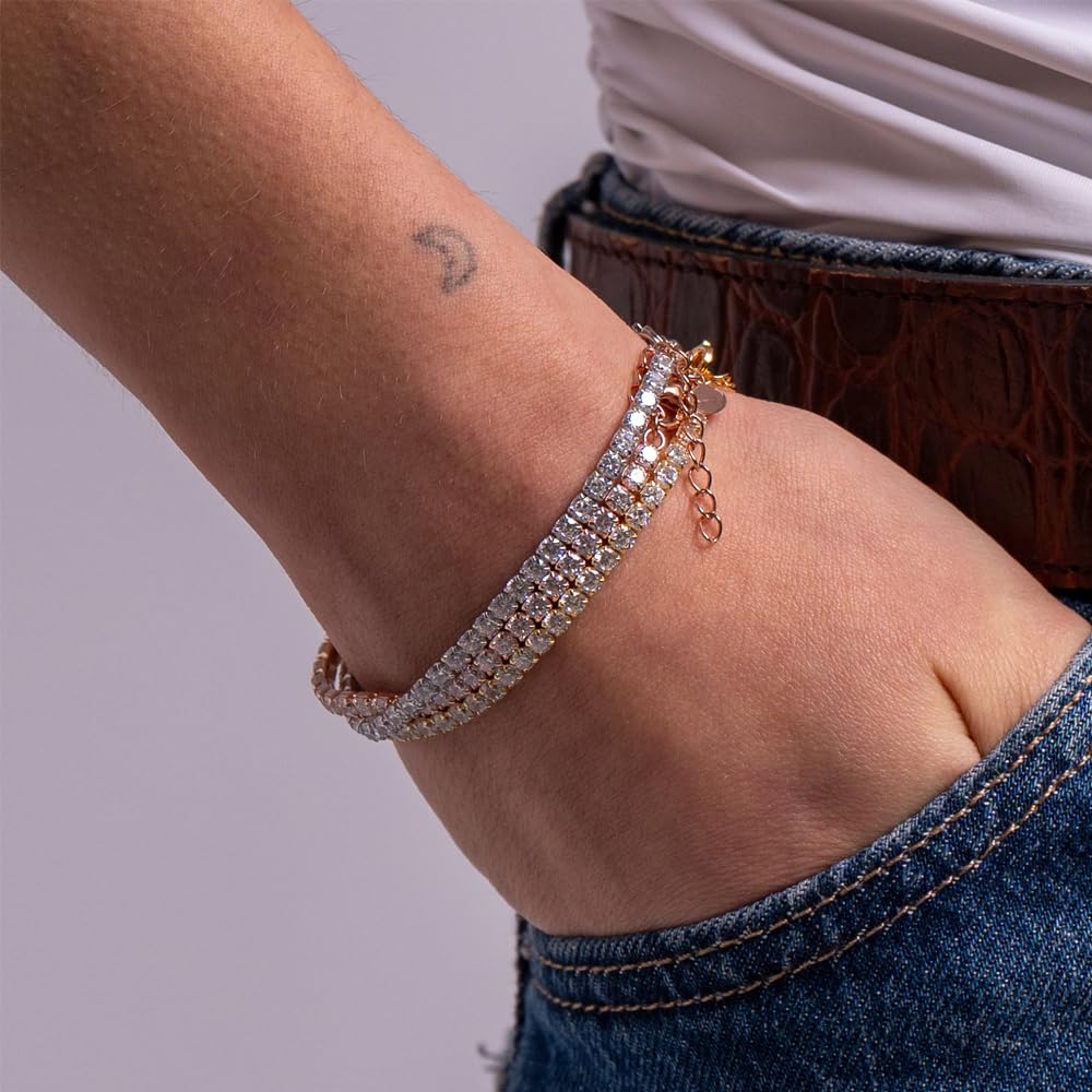 Pulsera de tenis de plata 925 con circonitas 5A, joya elegante ajustable para mujer – Idea de regalo refinada con embalaje de lujo – Calidad Made in Italy