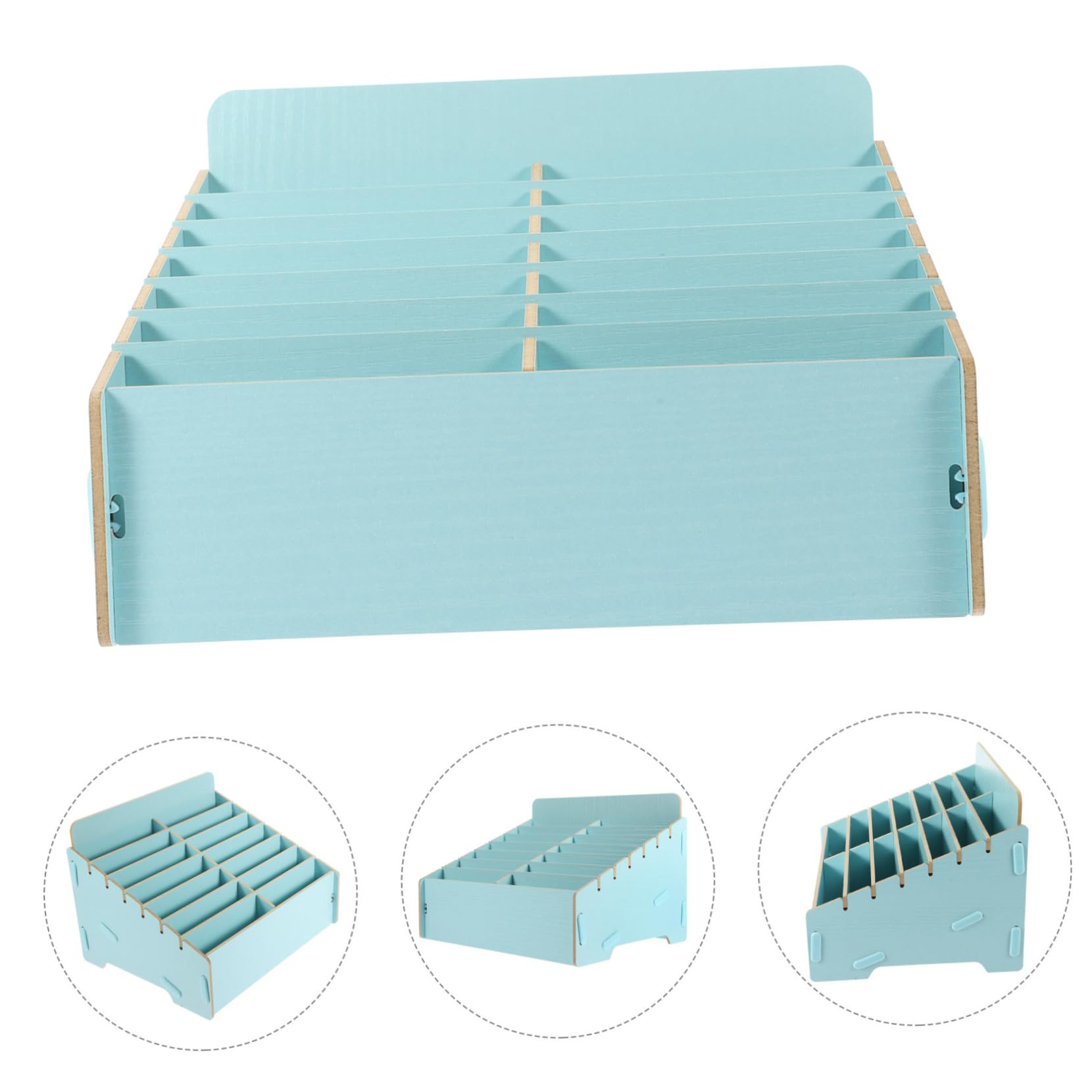 Caja de Almacenamiento Organizador de Escritorio para Teléfonos Celulares de Madera Múltiples Compartimentos Soporte Funcional y Rústico para Aula y Oficina