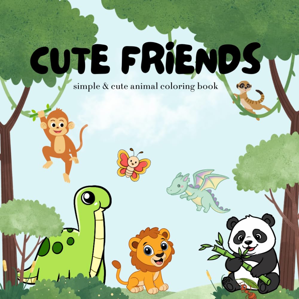 Cute Friends: Simple Animal Coloring Book