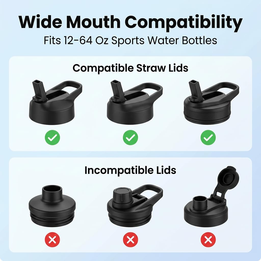 10 Piezas Pajitas Reutilizables De Repuesto Compatible con Hydro Flask, Para Botella De Agua 18-64oz, Pajitas Transparentes Sin BPA Con 2 Cepillos De Limpieza Para Smoothies, Jugo, Té Y Agua