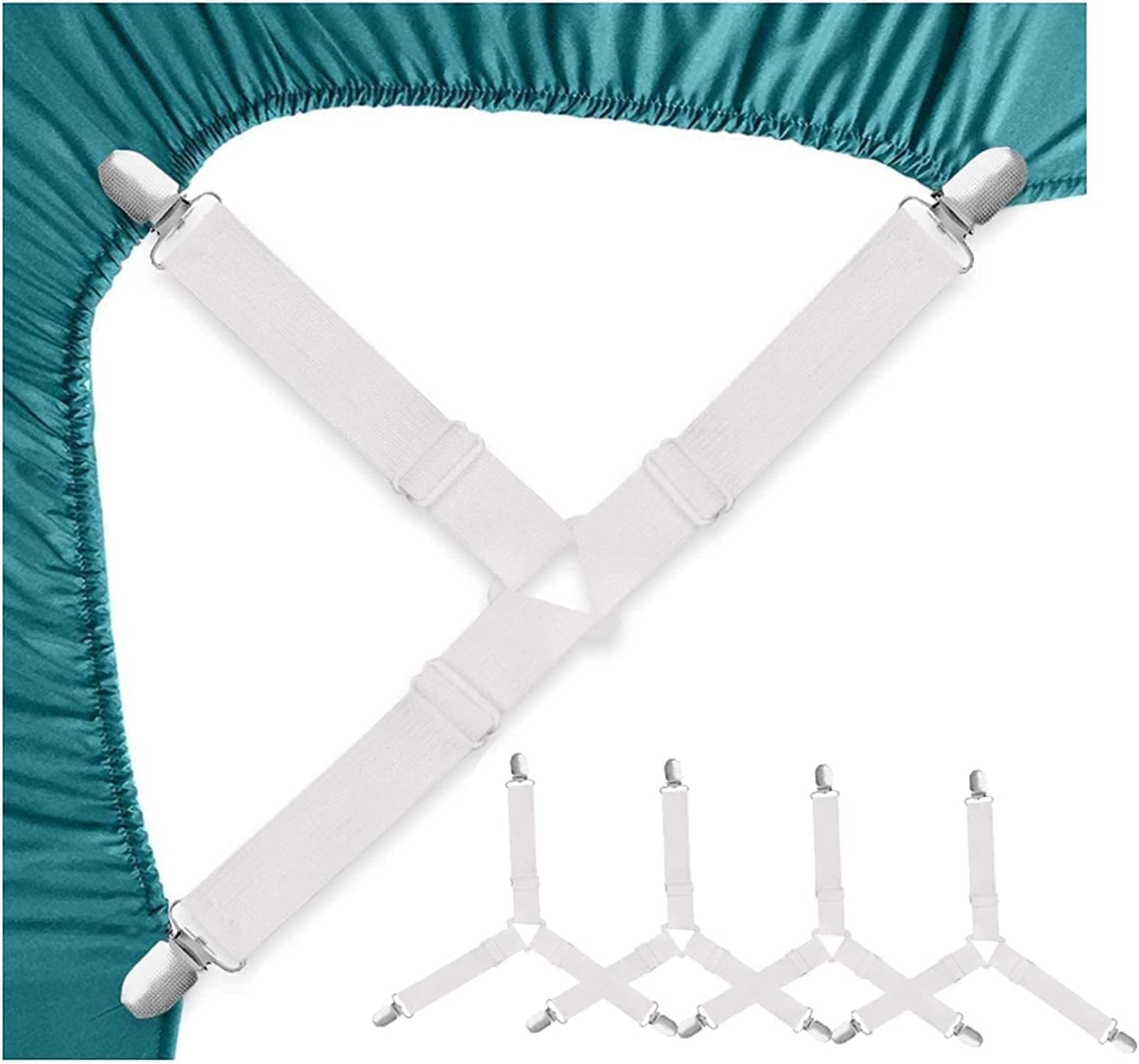 Bed Sheet Holder Straps,Elastic Fasteners/Grippers/Suspenders Fitted