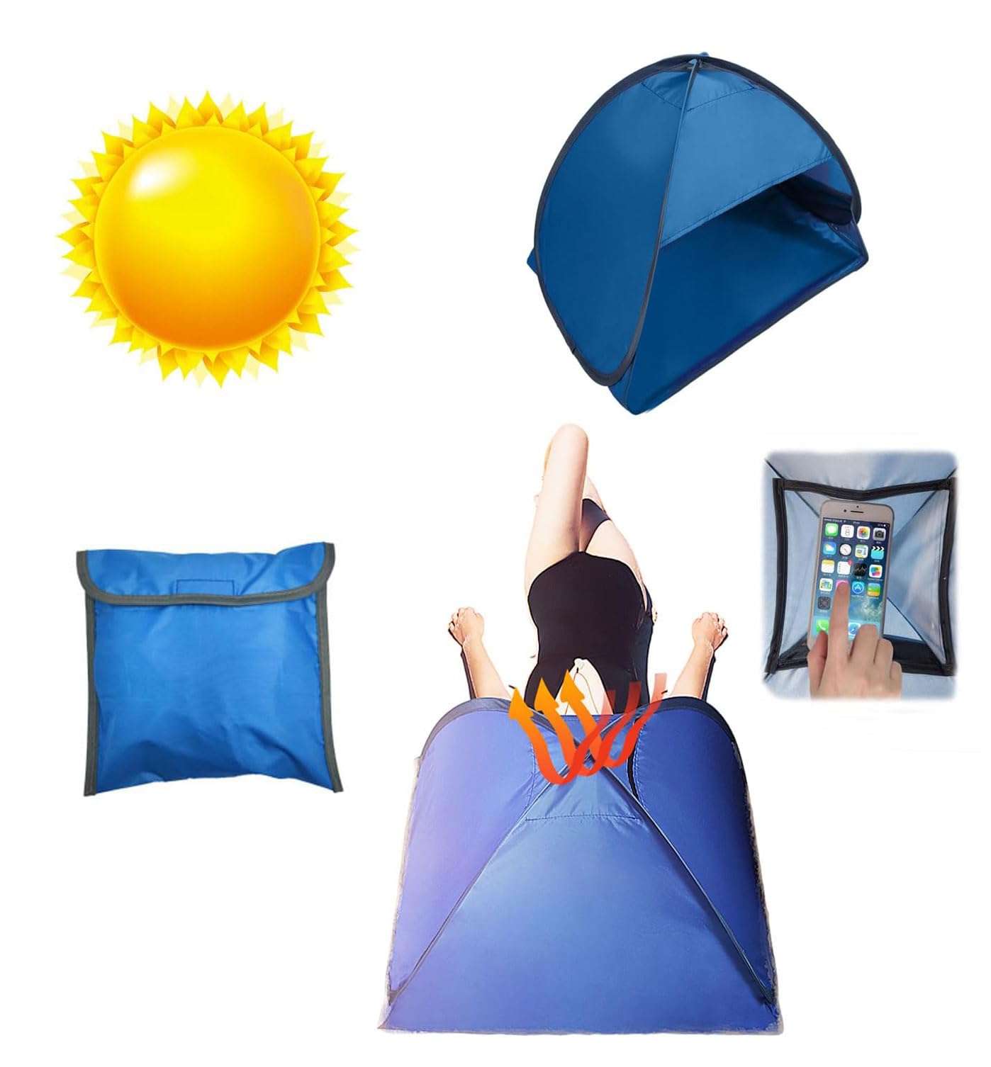 Mini tienda de campaña para cabeza, tienda de campaña portátil, protección solar para playa, tienda de playa automática, pop up playa, sol, mini tienda de campaña, con bolsa de almacenamiento, para