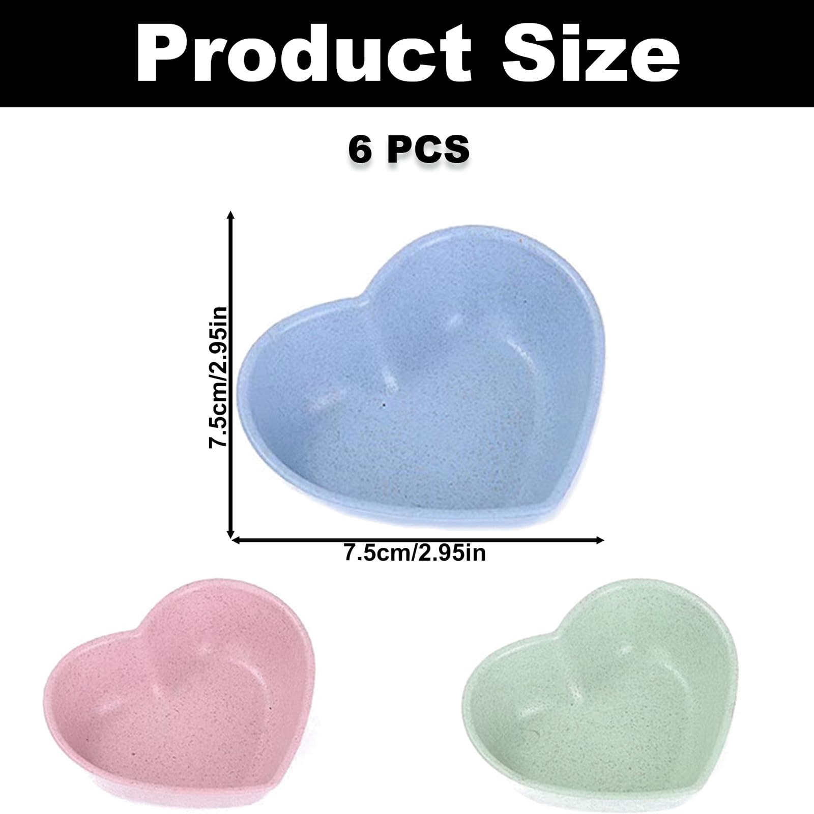 6PCS Hamster Food Dishes, Plastic Heart Shaped Food Bowl for Pet, Cute Water Dish for Rabbit Hedgehog Gerbil Rat Rodent Small Animals