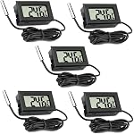 5PCS Numérique LCD Réfrigérateur de réservoir de poisson Thermomètre Température de l'eau Thermome Waterproof Sonde