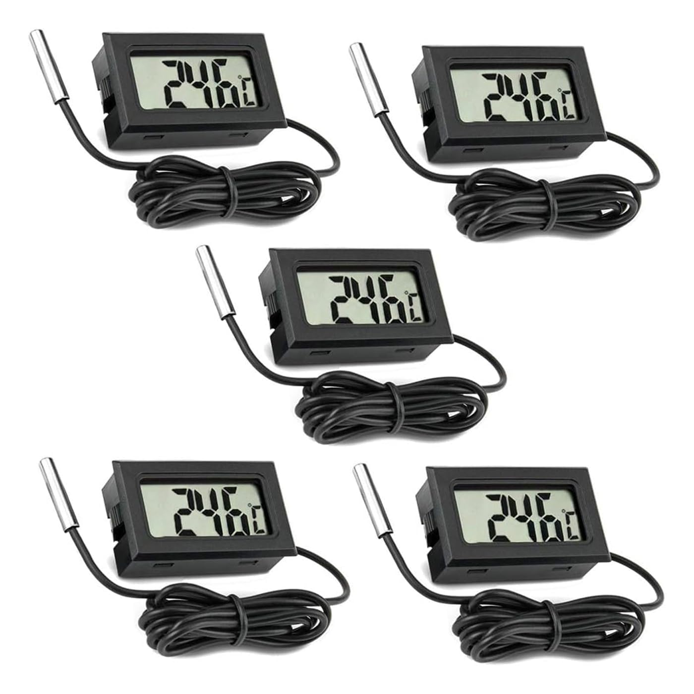 Pack De 5 Thermomètres Numériques Pour Aquarium - Précision Haute, Adhésif Inclus - Pour Eau Douce Et Eau Salée, Facile à Lire