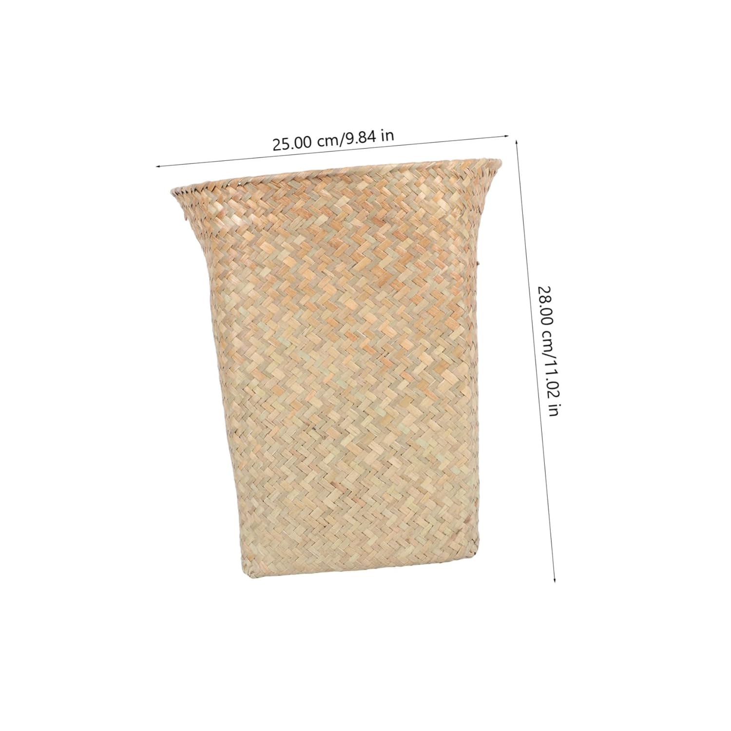 Healeved Straw Woven Wastebasket Wicker Trash Can Rattan Paper Storage Baskets Decorative Garbage Bin Rubbish Container Round Laundry Hamper Flower Vase Planter Natural Color