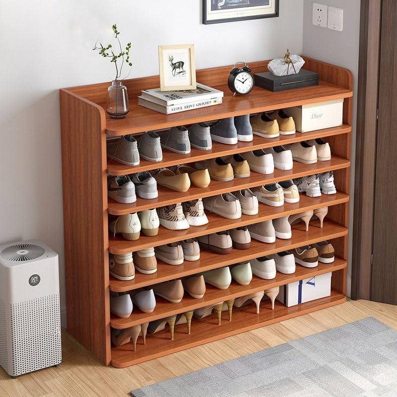 CraftThink 6 Tier Shoe Rack, Large Capacity Tall Shoe Shelf Free Standing Shoe Rack Organizer for Closet Entryway Garage Bedroom (Brown, 40" L x 10" W