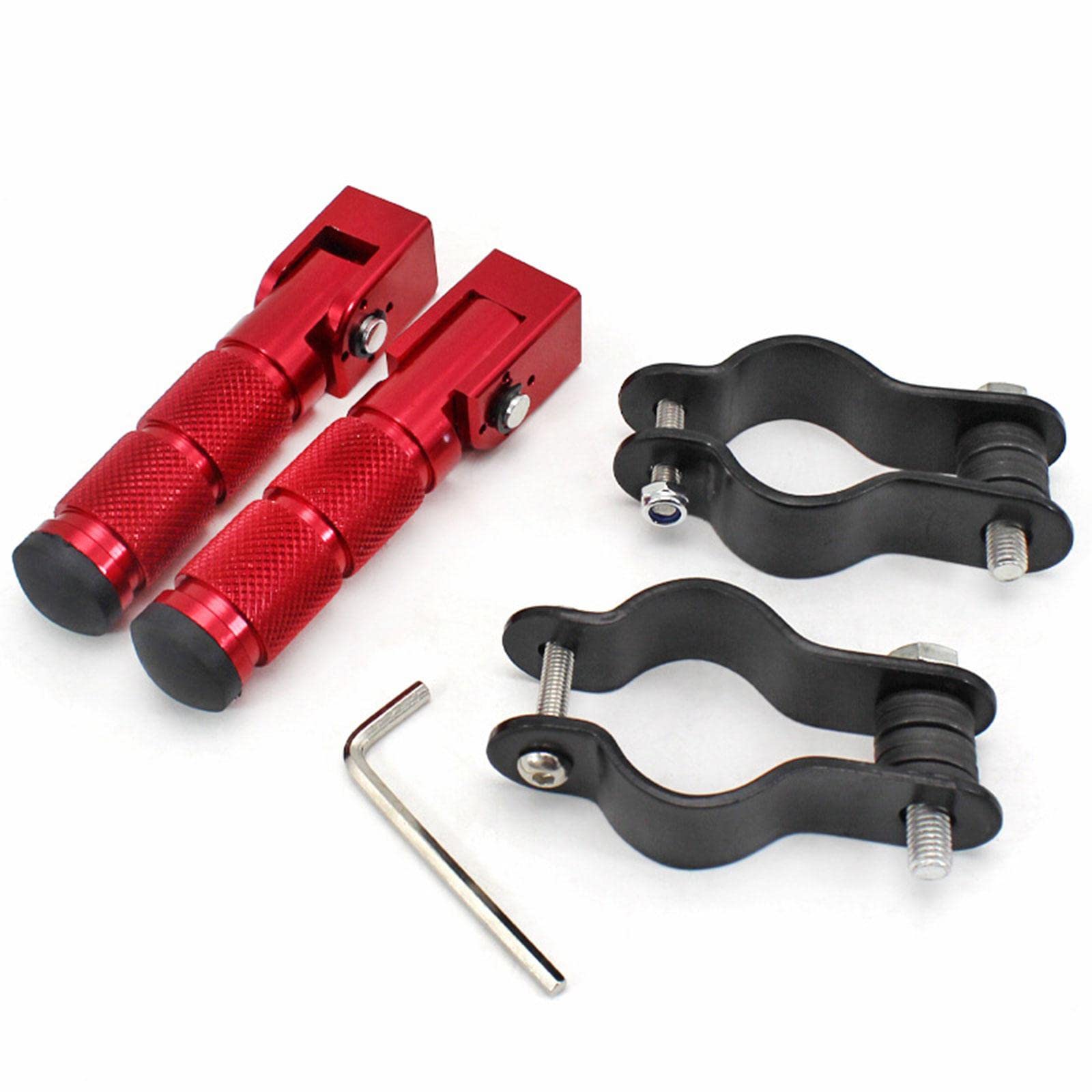 Baoblaze Stilvolle Universal-Fußrasten, klappbare rutschfeste Racing-Fußstütze, hintere Fußrastenpedale, für Motorräder, Mopeds, Roller, Rahmen mit Halterungen, ROT