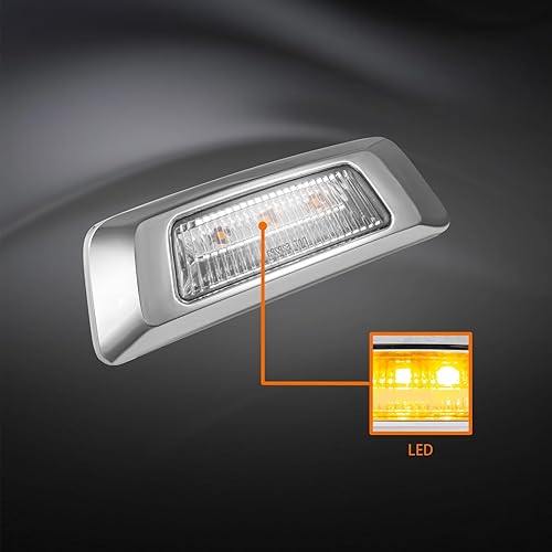 Miniatura 2 de 2 marcadores de luz lateral para guardabarros delantero, lámpara LED completa para Kenworth T680 T880 2013-2021 lente transparente cromada para el
