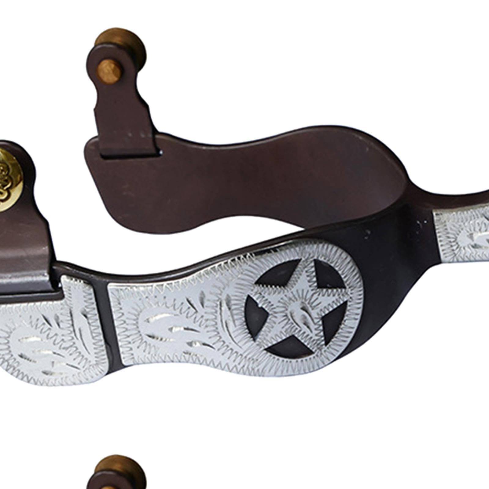 Vaveren 2Pcs Horse Spurs Western Cowboy Spurs Carved Horse Training Horse Boot Spurs Retro Design for Competition Equestrian Training