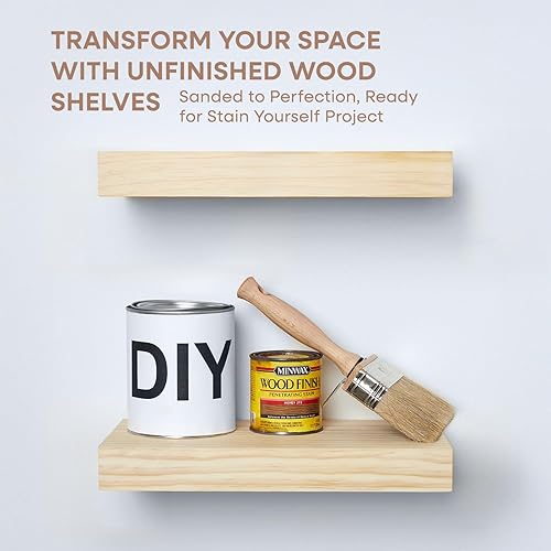 Vista 95 de Homeforia Estantes flotantes de madera de 36 pulgadas, estante flotante grande de madera natural maciza de alta gama de 36 pulgadas, estantes