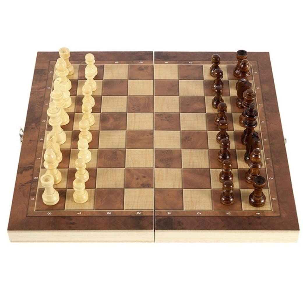 Juego Ajedrez Conjunto de ajedrez, Juego tableros Madera Plegable, Mesa 3 en 1 for Adultos y niños (ajedrez, Backgammon, Damas), Piezas, 5 tamaños for Elegir para Estrategia Familia(15.4 * 15.4inch)