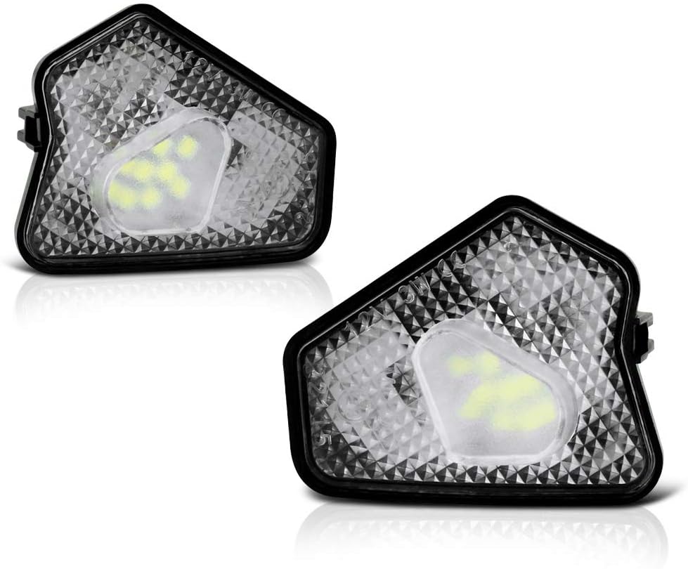VIPMOTOZ Full LED Side Under-Mirror Puddle Light Lamp Assembly Replacement For Mercedes-Benz W204 W212 W221 C219 X156 W242 W246, 6000K Diamond White, 2-Pieces