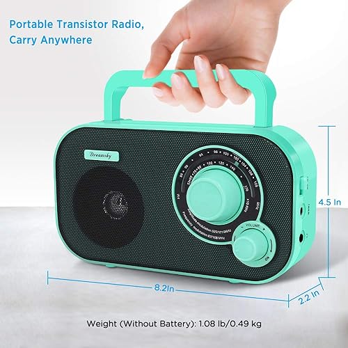 Miniatura 26 de DreamSky Radio portátil AM FM enchufable de pared o funciona con pilas para el hogar y al aire libre, recepción fuerte, dial grande, fácil de usar