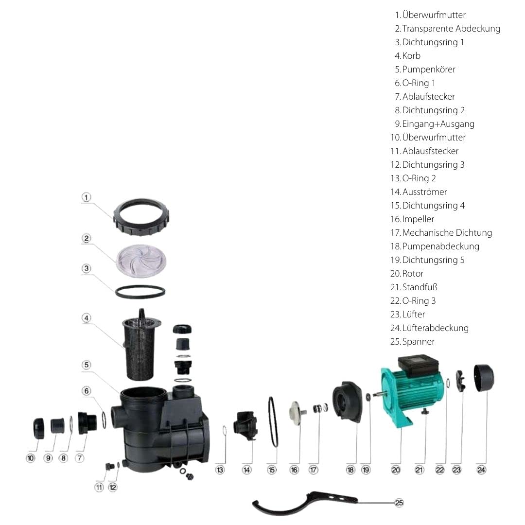AquaOne Bomba de Piscina Autoaspirante HZS-200, 200 W, Circulación, 5000 L/h, Plástico, Above Ground