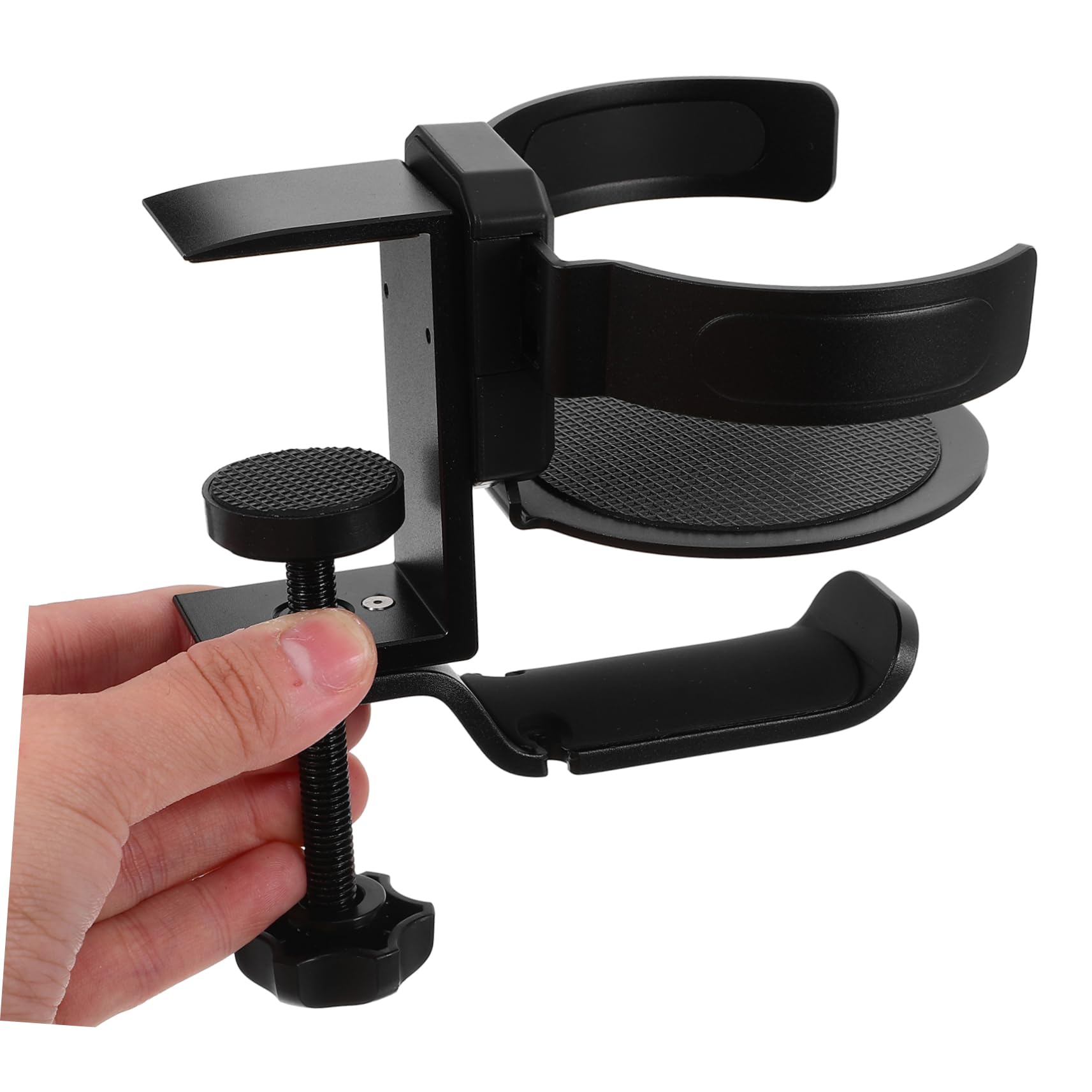 Sujeta para Cascos Gaming Organizador De Escritorio Portavasos Ajustable Soporte De Aluminio y Goma