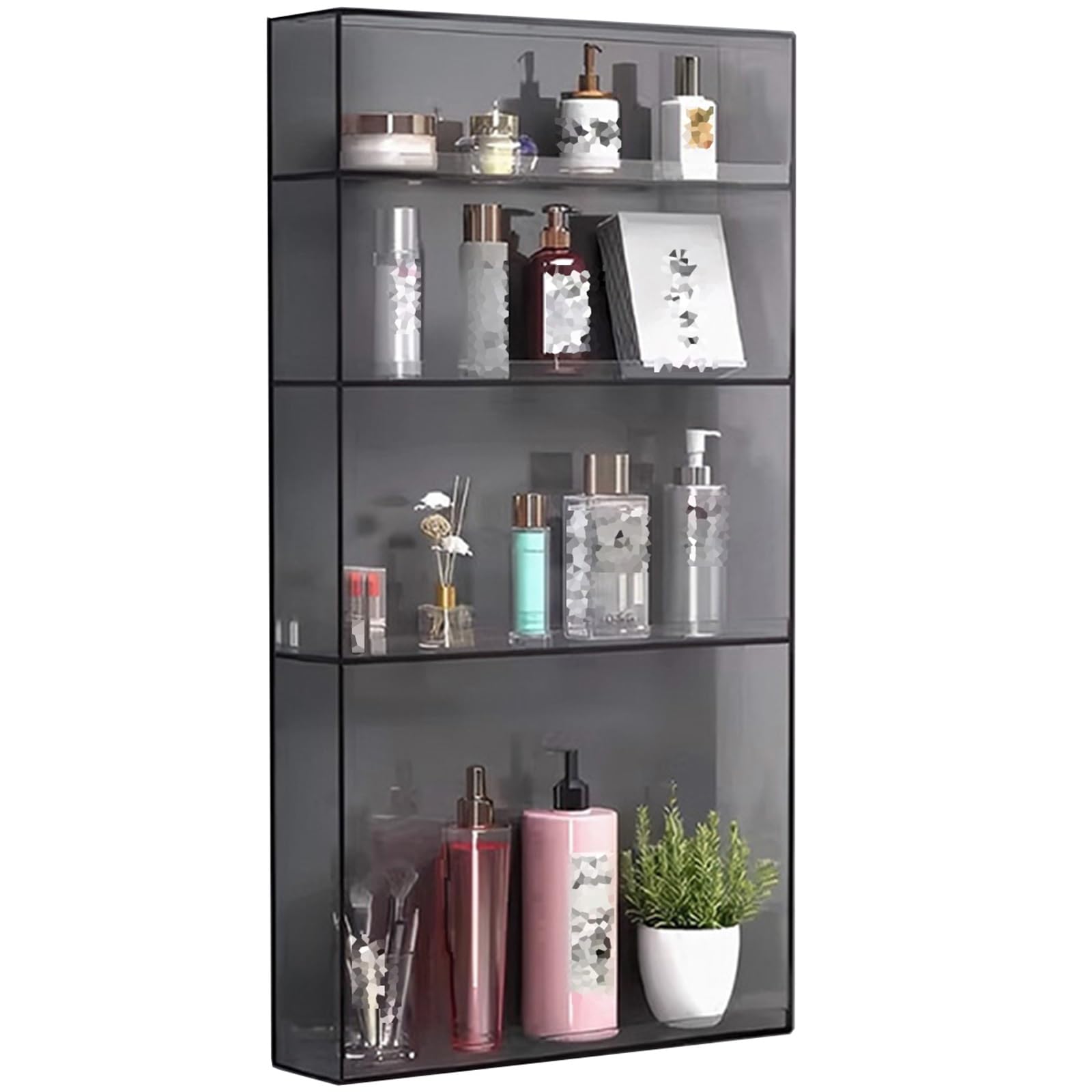 Clear Shower Organizer Caddy Wall Mounted Bathroom Storage Cabinet Multi-layer Acrylic Cosmetic Display Case For Kitchen Living Room